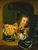 WYKUJMYTO Pinturas Famosas Póster en Lienzo Impresión de Arte Lienzo Niño con tortitas de Godfried Schalken o Schalcken para la Decoración de la Sala de Estar 60x90cm