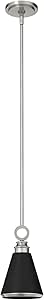 Hunter - Klein 1-light Brushed Nickel, Mini Pendant Light, Dimmable, Casual Style, Cone Shaped, for Bedrooms, Kitchens, Dining, Living Rooms - 19443