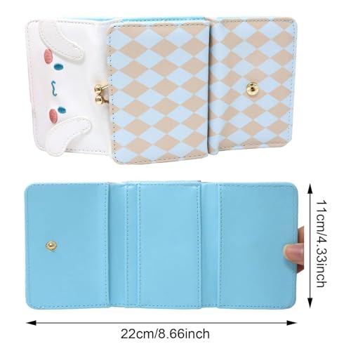 1PCS Cute Cartoon Wallet PU Leather Tri-fold Wallet Adorable Coin Cash Cards Pouch Purse with Kiss Lock Clasp for Women, White2