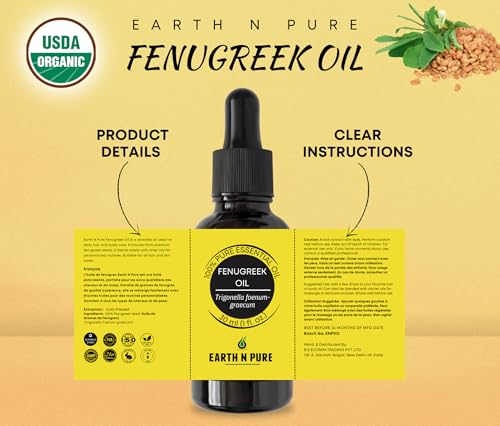 Image of Earth N Pure Fenugreek Seed Oil (Methi Oil) Cold Pressed, Natural and Therapeutic Grade 100 ml