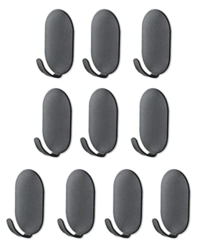 KAXIMON Lot de 10 crochets muraux autocollants noirs à coller très résistants - Crochets muraux sans clous pour salle de bain, cuisine, bureau, évier, réfrigérateur Cover