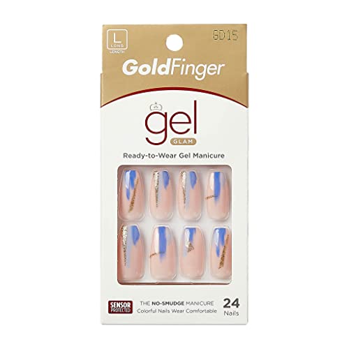 GoldFinger Full Cover Nails Press On Nails Gel Glam Design Nails Long Length