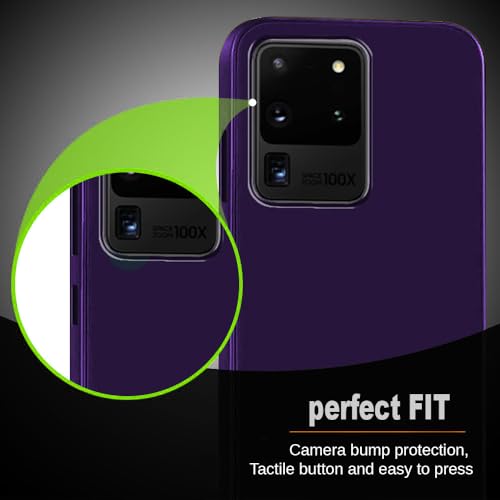 Image of Back Cover | Full Camera Protection | Premium Liquid Silicon Case | Flexible Bumper Case for Samsung Galaxy S20 Ultra 4G / S20 Ultra 5G (Dark Purple)