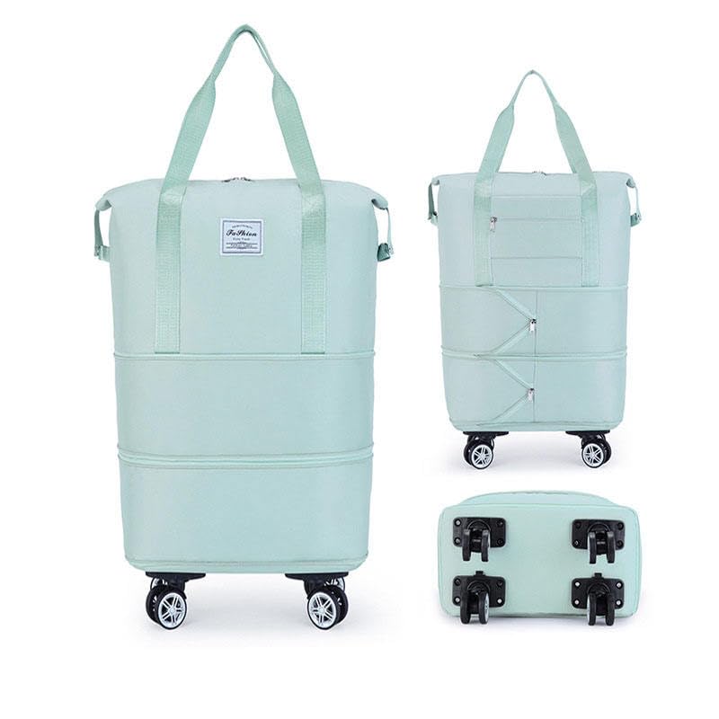 Image of Yatee Foldable Trolley Travel Bag with Wheels for Women & Men, Expandable Rolling Duffel Bag, Large Capacity Lightweight Luggage, Waterproof Carry Tote with Detachable Wheels for Travel