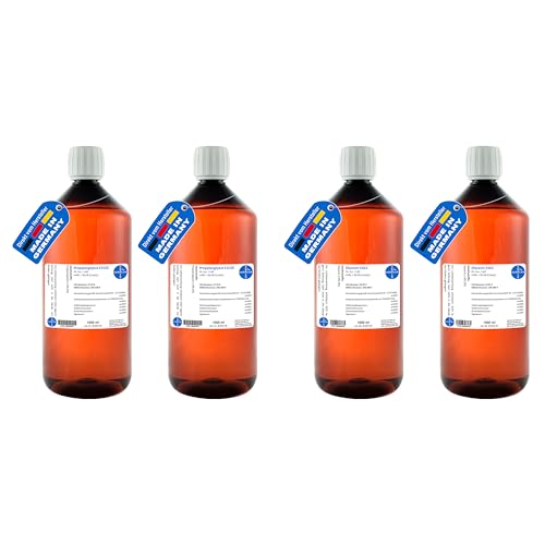 HERRLAN® 2 x 1000 ml Glycerin 99,5% + 2 x 1000 ml Propylenglykol 99,5% Set – 4 x 1000 ml Kosmetik-Rohstoffe in Pharmaqualität - Vegan, pflanzlich & Made in Germany