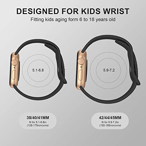 Bandkids 3 Pack Rainbow Bands Compatible For Kids Apple Watch Band Boy Girl,Breathable Soft Silicone Loop Strap For Apple Watch Series 8/7/6/5/4/3/2/1/Se 38Mm 40Mm 41Mm & 42Mm 44Mm 45Mm #TOP1