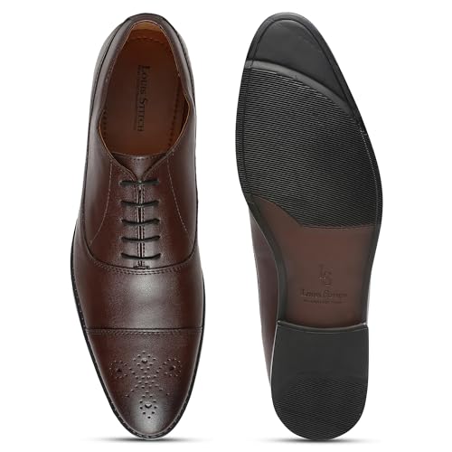 Image of LOUIS STITCH Men's Formal Shoe | Derby Shoes, Lace-Up Style, Shiny Finish | Solid Design | Perfect for Formal, Business Casual, and Parties (LSRGCT)