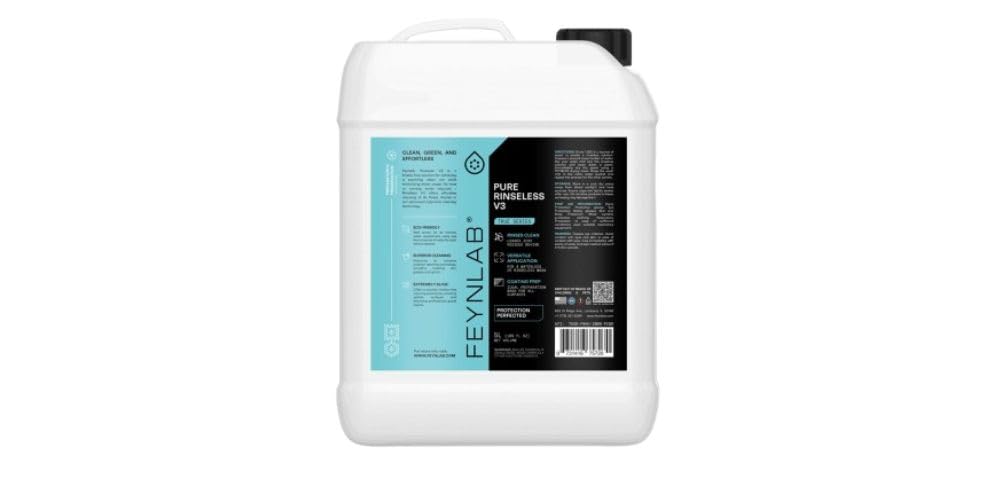 FEYNLAB Pure Rinseless V3 5L | Eco-Friendly Rinseless Vehicle Wash | Advanced Detailing Soap | Superior Cleaner | Waterless Vehicle Wash Solution | No Residue, Safe on Car Paint & Surfaces