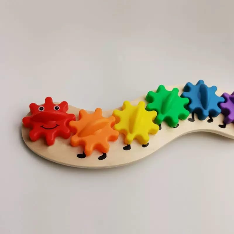 Image of Rainbow Caterpillar Gear Baby Toy - Sensory Toys for Toddlers & Babies with 6 Interchangeable Gears, Cause and Effect Kids Toys, Spinning Combinations, Ideal for 1 Year Olds
