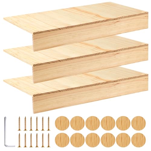 Tristcily 3 Pcs 30 x 12 Inch Wooden Wire Rack Covers for Removable Closet Decoration, Shelf Covers with Wood Grain Stickers for Pantry Bathroom Kitchen Shelving Upgrade(Wood Color)
