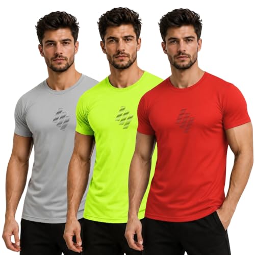 Image of 3Colors Men's Active Polyester T-Shirt | Quick Dry Gym Workout Tee | Stretch Sports Round Neck Running T-Shirt-STEPUP LINE