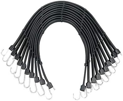 ROBLOCK Adjustable 31" Rubber Tarp Straps with 150% Max Stretch, 100% EPDM Bungee Cords with Metal Crimped S Hooks, Ideal for Securing Tarps, Cargo, Canvases, Weatherproof (10 Pack)