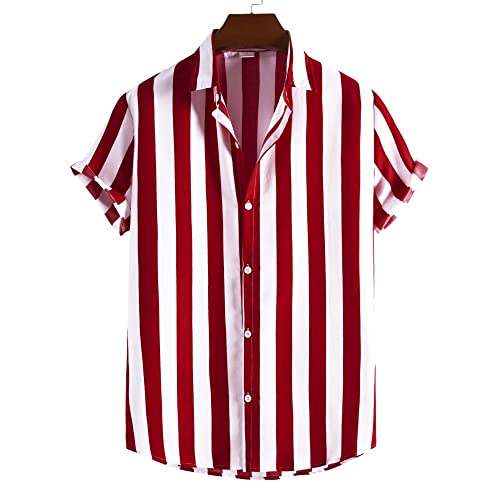 Chemise en lin pour hommes mode vintage d'été boutonnée imprimé tropical aloha
