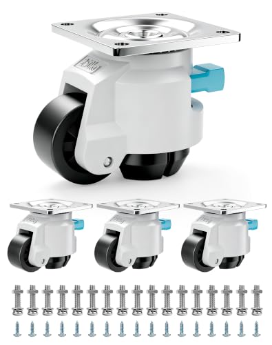 1000 kg Tragfähigkeit Schwerlastrollen mit Ratschengriff höhenverstellbare Nivellierrollen 4 Stück stabil und ausgewogen passend für Werkbank Maschinen und schwere Möbel