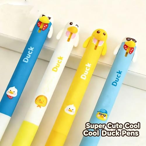 Set de 8 bolígrafos gel retráctiles diseño pato amarillo miniatura 3