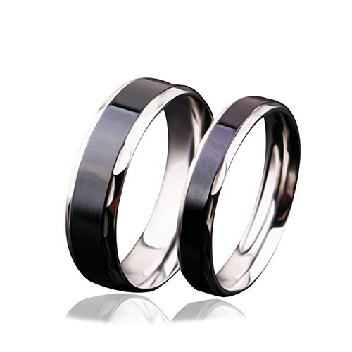 Bague couple alliance acier inoxydable noir pour homme et femme