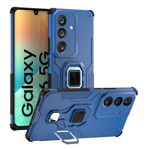 Image of Pikkme Back Cover for Samsung Galaxy M36 5G Tough Armor 360 Camera Protection Raised Edges & Kickstand Bumper Case (Blue)