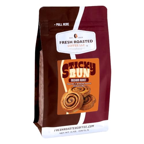 Image of Fresh Roasted Coffee, Sticky Bun Flavored Drip Ground Coffee, Medium Roast, Kosher, 12 oz