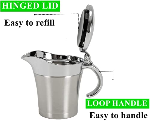 Stainless Steel Double Wall Insulated Gravy Jug - Thermal Serving Boat for Sauce, Milk, Cream, Custard (750ml) - Image 4