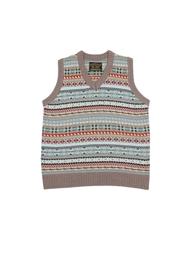 Classic British Retro Fair Isle Knit Wool Blend Vest