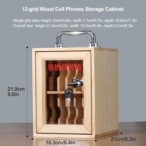 Gabinete para celular de madera con 12 compartimentos para escuelas 3