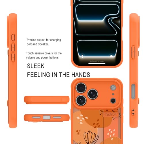 Coque iPhone 17 Pro Max avec sangle orange à motif floral - 4