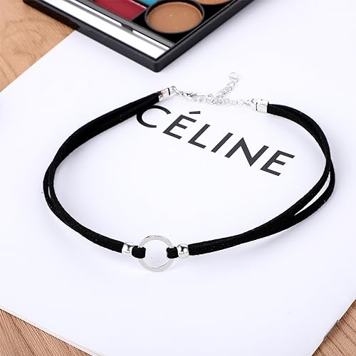 Schwarz Gothic Samt Choker Halskette mit Verstellbarer Schnalle für Damen, Retro Zubehör für Halloween und Weihnachten