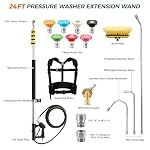 SAGEWOLF 24 FT Gutter Cleaning Tools Aluminum Pressure Washer Telescoping Wand with Brush Head - Image 4
