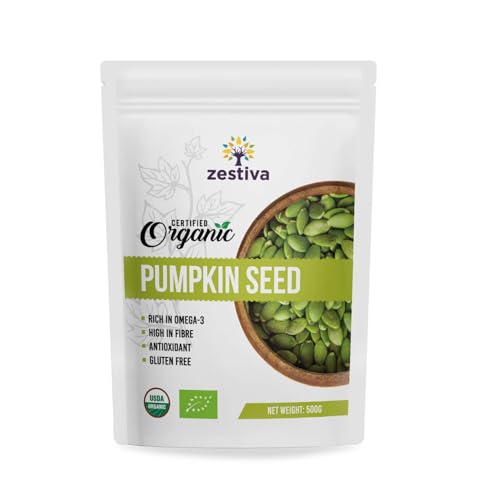 Organic Pumpkin Seeds 250g Raw Unsalted Non-GMO Gluten-Free Vegan Keto Snack High Protein Superfood for Salads Baking Trail Mix & Smoothies
