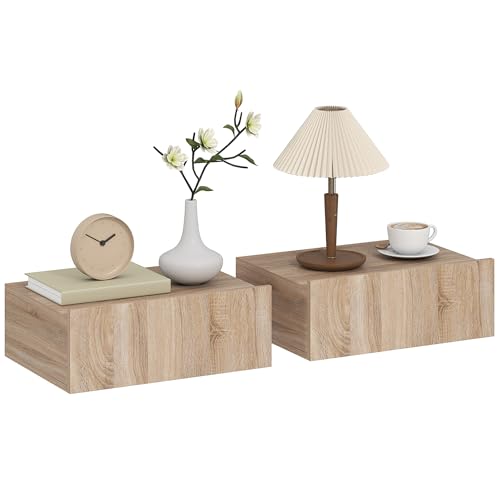 HOMCOM Set de 2 Mesillas de Noche de Pared