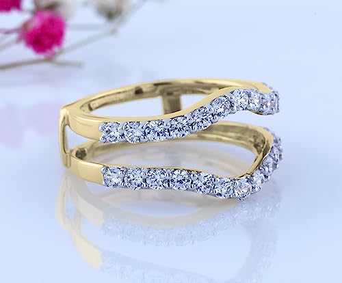 Dazzlingrock Collection 1.65 Cttw Round Cubic Zirconia Wedding Enhancer Guard Ring for Women in Solid Gold3