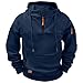 Tactical Hoodies for Men Half Zipper Pullover Hooded Athletic Work Sweatshirts Long Sleeve Fashion Hip Hop Streetwear Navy