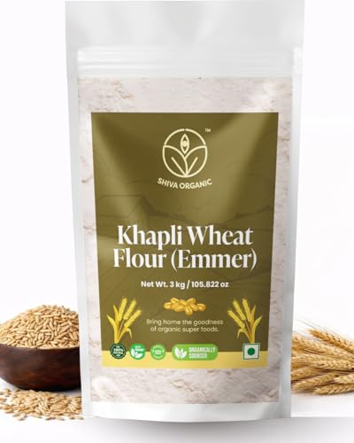 Image of Shiva Organic Khapli Wheat Flour (3 kg) | High Dietary Fiber for Easy Digestion | Stoneground Emmer Wheat Flour | Khapli Atta