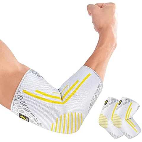 BRACOO Elbow Sleeve, Recovery Compression Support for Tendonitis, Weightlifting, Tennis and Golfer’s Elbow, Fulcrum, EE91, 1 Pair Cover