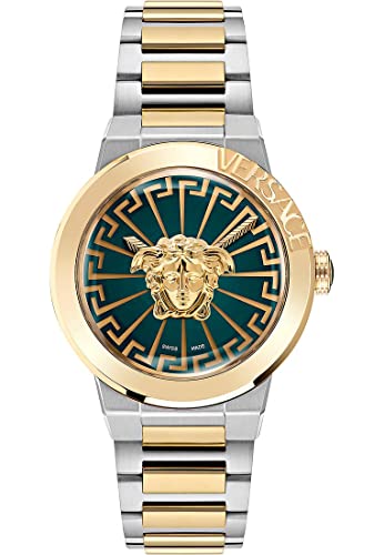 Reloj Versace Medusa Infinite de mujer bicolor y esfera verde, VE3F00422.
