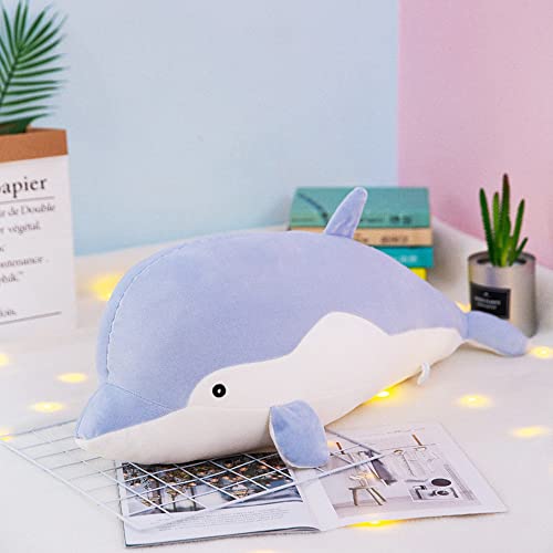 Ovkgl 35 Inch Creative Soft Cute Large Blue Dolphin Doll Cute Soft Fashionable Plush Toy Aquarium Doll Gift Marine Animal Big Pillow Dolphin Pillow Lunch Break Sleeping Pillow Birthday Gift #TOP1