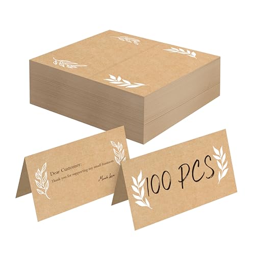100 cartões de lugar Kraft, cartões de loja pequenos em branco, cartões de assento delicados, cartões de nomes rústicos, cartões de escolta para casamentos, mesas, jantares, receções (5 cm x 9 cm)