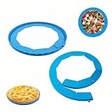 Adjustable Silicone Pie Crust Shield | 8.7-11.4' Reusable Baking Guard | Prevents Burnt Edges, Food Grade Silicone Cover for Pies/Tarts/Quiche/Pizza | 2-Pack | Oven/Microwave/Dishwasher Safe (Blue)