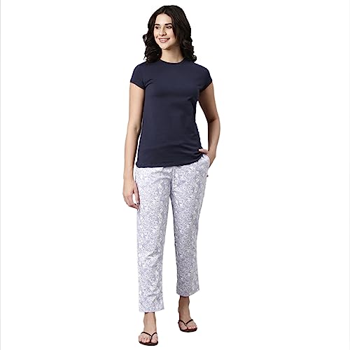 Image of Enamor Mid Rise Full Length Adjustable Drawstring Hangout Pant for Women - Relaxed Fit, Combed Cotton - E4A5