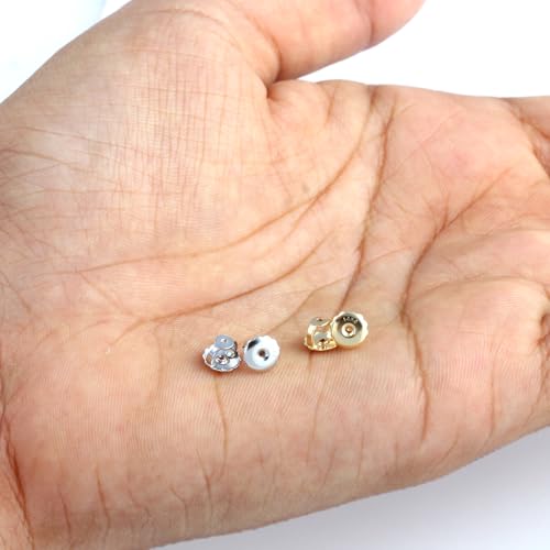 Everyday Elegance Solid 14K White Gold Two Earring Back Replacement | Threaded Screw on Screw Off | Earring Back Locking | 1 Pair | Post Size Large .040" | with Gift Box