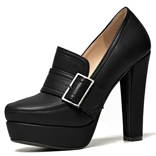 Image of SHODENSE Women Vintage Chunky Platform Loafers Pumps Tassel Round Closed Toe Slip On Suede Block High Heel Dress Loafer Shoes Buckle Strap Oxford Loafers Fringe Pump Dressy Chic Sexy Y2k 4-11 M US