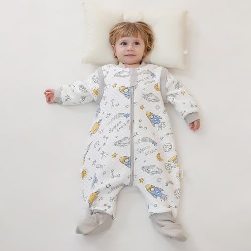 MIKAFEN Baby Schlafsack mit Füßen 2,0 Tog für Babys 6-18 Monate – Ansicht 9