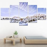 SIGNWIN 5 Panel Canvas Wall Art Modern Art Expressive Landscape Modern Mountain Top Multicolor Photography for Home Decorations Ready to Hang - 60