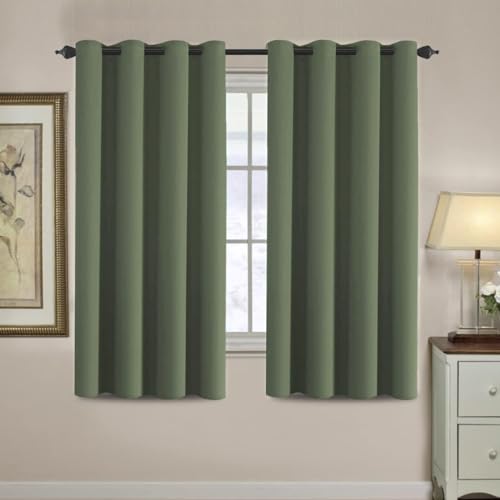 Image of H.VERSAILTEX Blackout Curtain for Living Room Thermal Insulated Window Treatment Curtain Extra Long 63 inch Length Energy Saving Solid Grommet Top Blackout Drape, One Panel, Bronze Green, 52 inchW x 63 inchL
