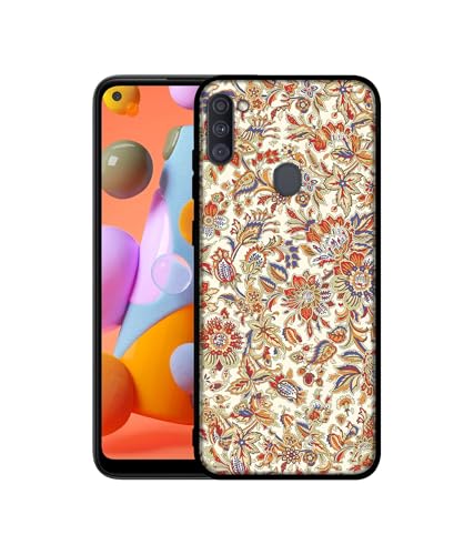Image of Floral Design Premium 2D Printed Metal Back Case Cover for Samsung Galaxy A11 4G / M11 4G