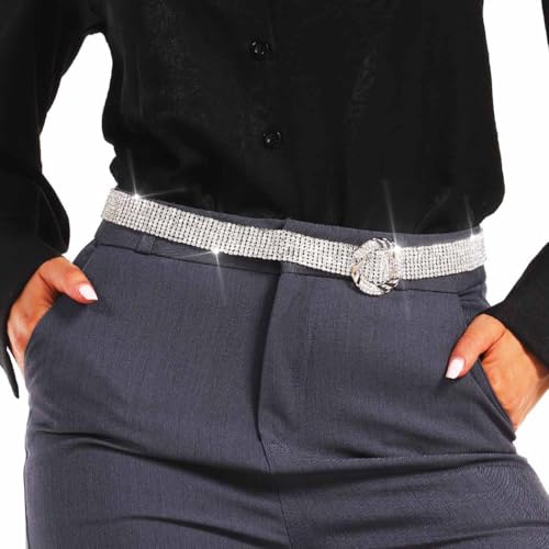 COSYDAYS Sparkly Rhinestone Belts Silver Crystal Dress Belt Fashion Waist Accessories for Women3