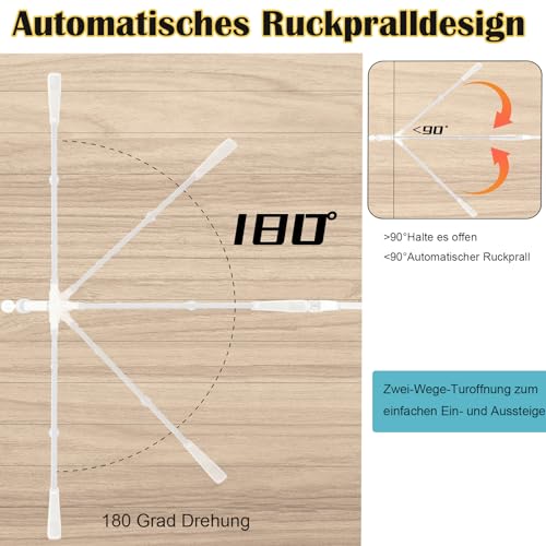 Aufun Treppenschutzgitter Türschutzgitter Kinder ohne Bohren, für 75-85 cm breit, Türgitter mit Druckbefestigung, selbstschließend, Metall Gitter, Hundesicherheitsgitter mit Katzenklappe (Weiß)