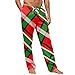2025 Men'S Pajama Pants Casual Fashion Lounge Sleep PJ Plaid Bottoms with Pocket Red Large