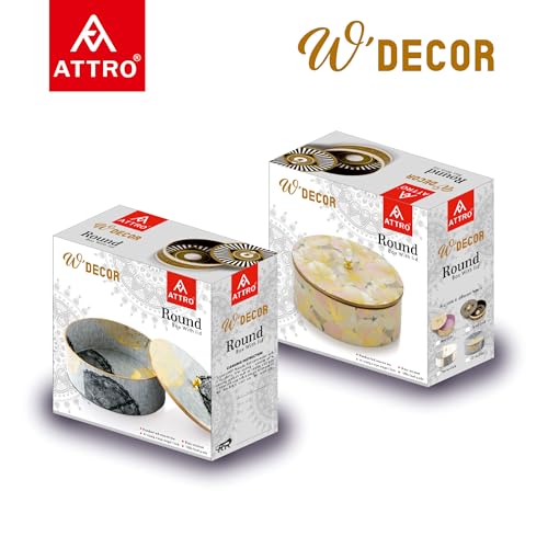 Image of Attro Spiral Black Designer Wooden Lid Round Multipurpose Box for Kitchen Storage, Chapati, Chocolate