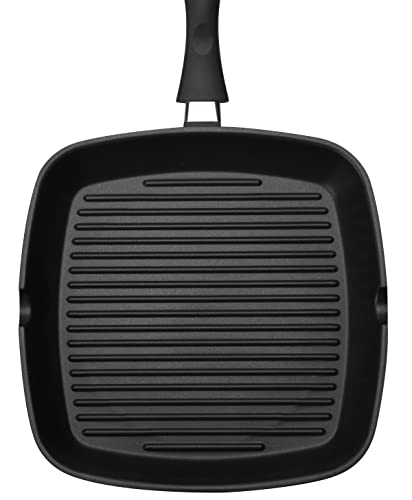 Poêle à griller GSW Grillmeister 413251 en aluminium noir robuste avec fond strié de haute qualité - 3